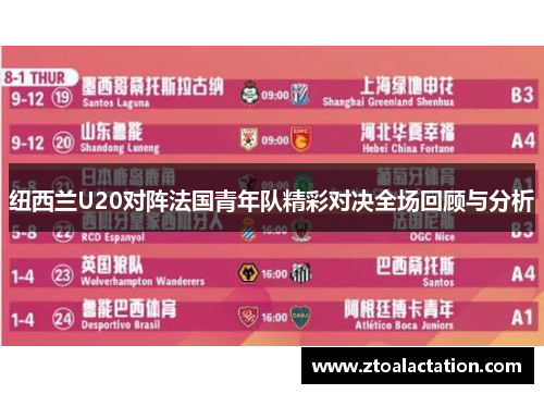 纽西兰U20对阵法国青年队精彩对决全场回顾与分析